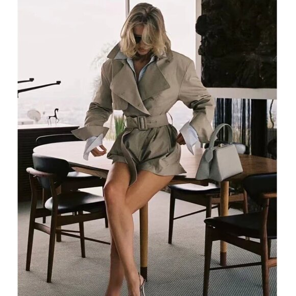 Helsa Women's Twill Cropped Trench Coat - Picture 5 of 16